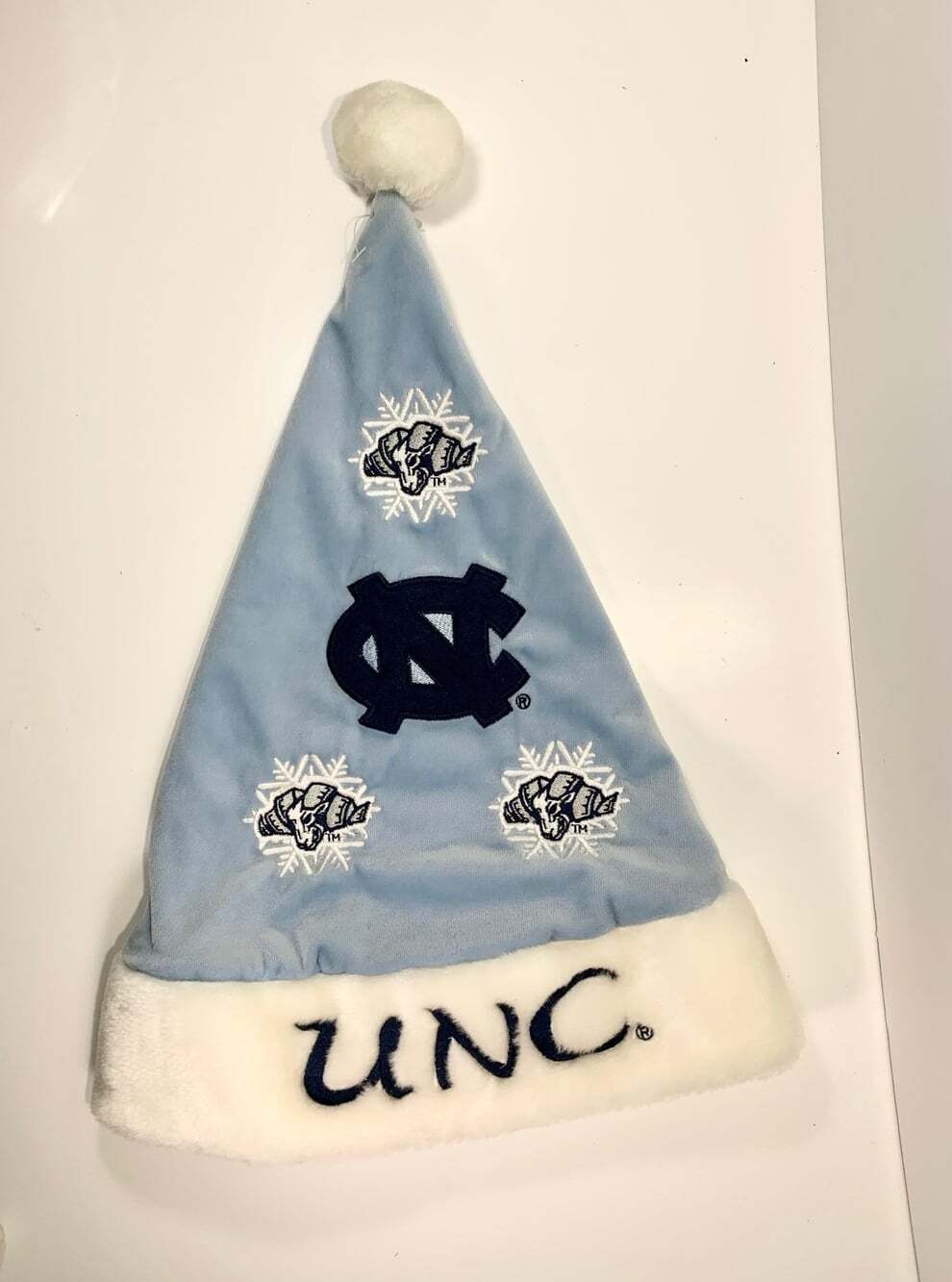 North Carolina Tar Heels UNC  Embroidered Christmas Cap velour large Santa hat